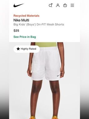 Nike Big Boy White Athletic Mesh Shorts